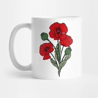 Drawing of a poppy Mug